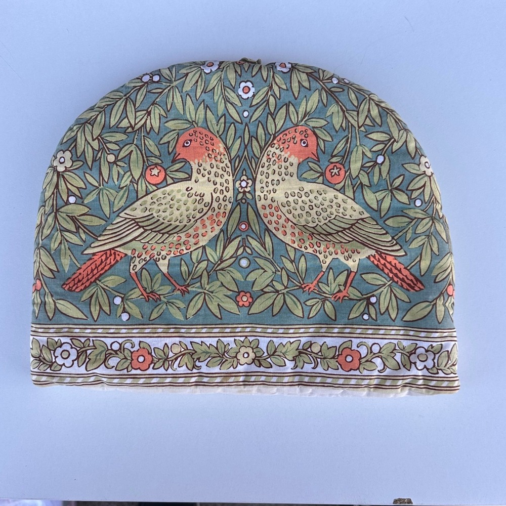 Pat Albeck National Trust Tea Cozy Vintage Bird Floral Arts Crafts Cotton Green